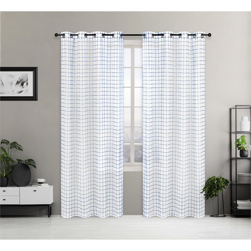 Safdie & Co. Wrinkle Free Curtain Sheer Check 84