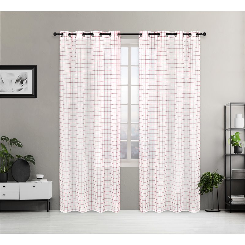 Safdie & Co. Wrinkle Free Curtain Sheer Check 84
