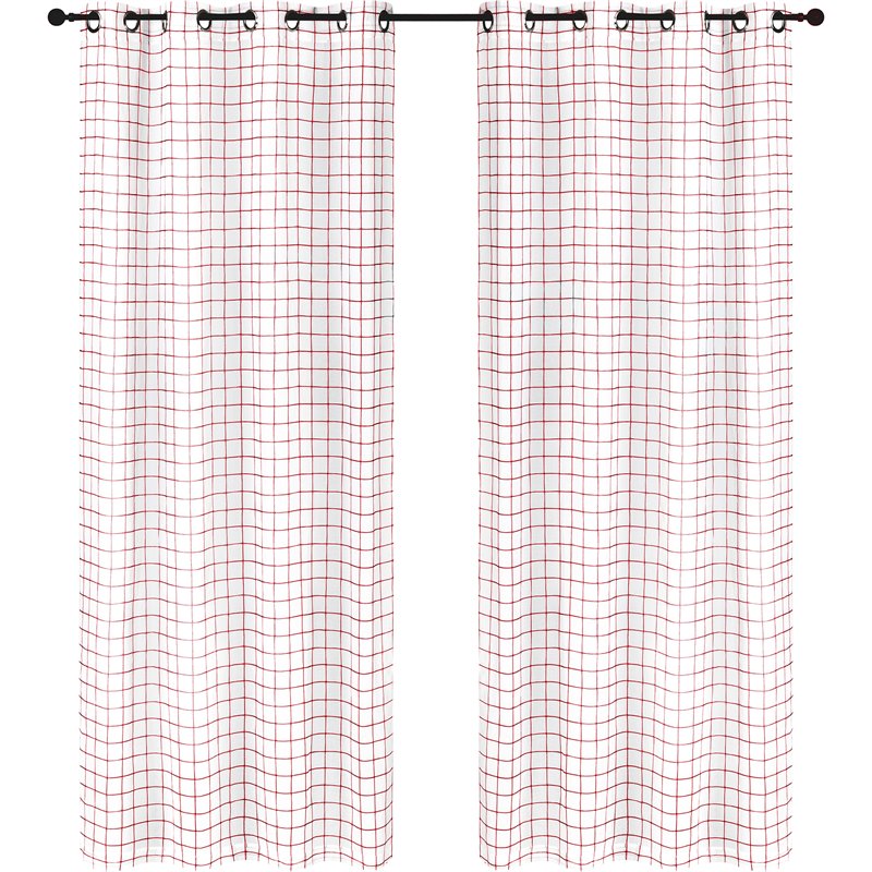 Safdie & Co. Wrinkle Free Curtain Sheer Check 84