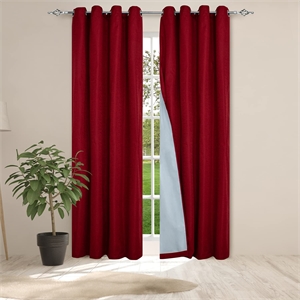 Safdie & Co. Curtain Jaquard Panel 84&quotL Ultimate Blackout in Red (Set of 2)