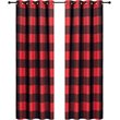Safdie & Co. Curtain Room Darkening in Red/Black Check (Set of 2)