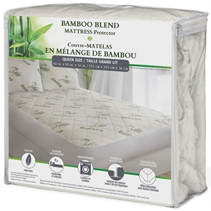 Safdie & Co. Microfiber Bamboo Jacquard Double Mattress Protector in White