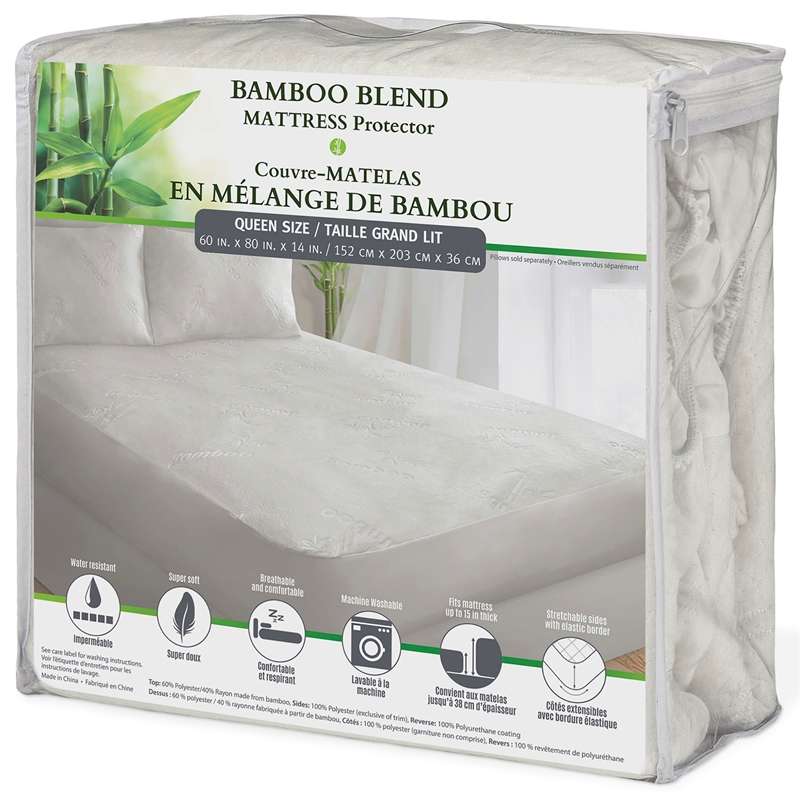 Safdie & Co. Microfiber Bamboo Jacquard King Mattress Protector in White