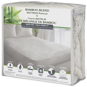 Safdie & Co. Microfiber Bamboo Jacquard Queen Mattress Protector in White