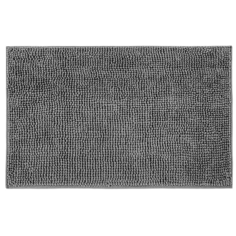 Safdie & Co. Chenille Microfiber Fabric Bath Mat in Charcoal