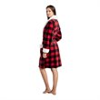 Safdie & Co. Polyester Bath Robe Sherpa Trim S/M Red and Black Buffalo