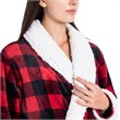 Safdie & Co. Polyester Bath Robe Sherpa Trim S/M Red and Black Buffalo