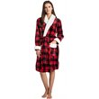 Safdie & Co. Polyester Bath Robe Sherpa Trim L/XL Red and Black Buffalo