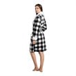 Safdie & Co. Polyester Bath Robe Sherpa Trim S/M White and Black Buffalo