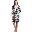 Safdie & Co. Polyester Bath Robe Sherpa Trim S/M White and Black Buffalo