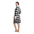 Safdie & Co. Polyester Bath Robe Sherpa Trim L/XL White and Black Buffalo