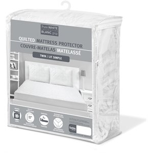 Safdie & Co. Polyurethane Quilted Twin Mattress Protector in White