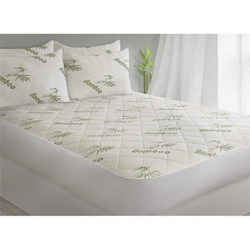 Safdie & Co. Bamboo Jacquard King Mattress Protector in White