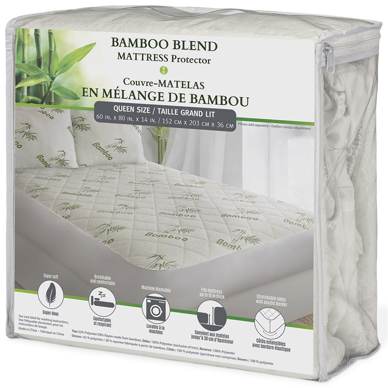 Safdie & Co. Bamboo Jacquard King Mattress Protector in White