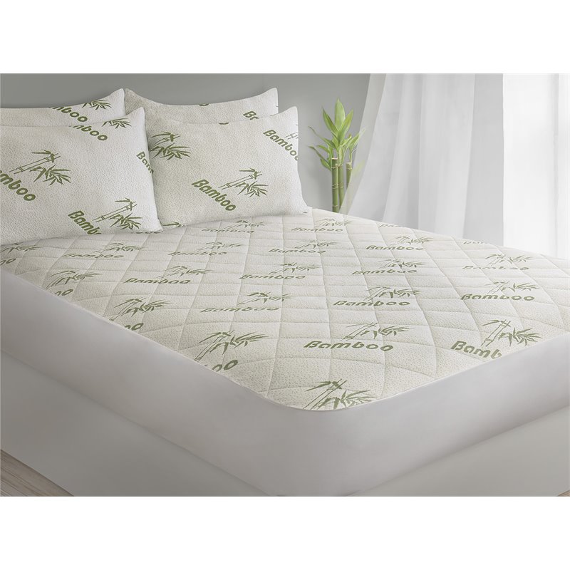 Safdie & Co. Bamboo Jacquard Queen Mattress Protector in White