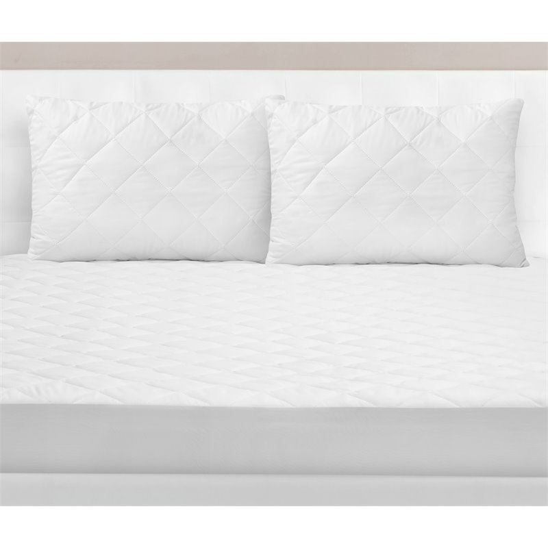 Safdie & Co. Quilted Queen Pillow Protector Cover in White (Set of 2)