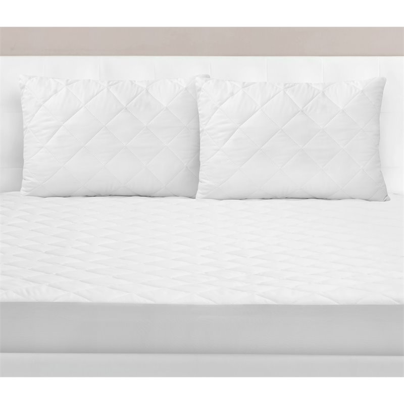 Safdie & Co. Quilted Standard Pillow Protector Cover in White (Set of 2)