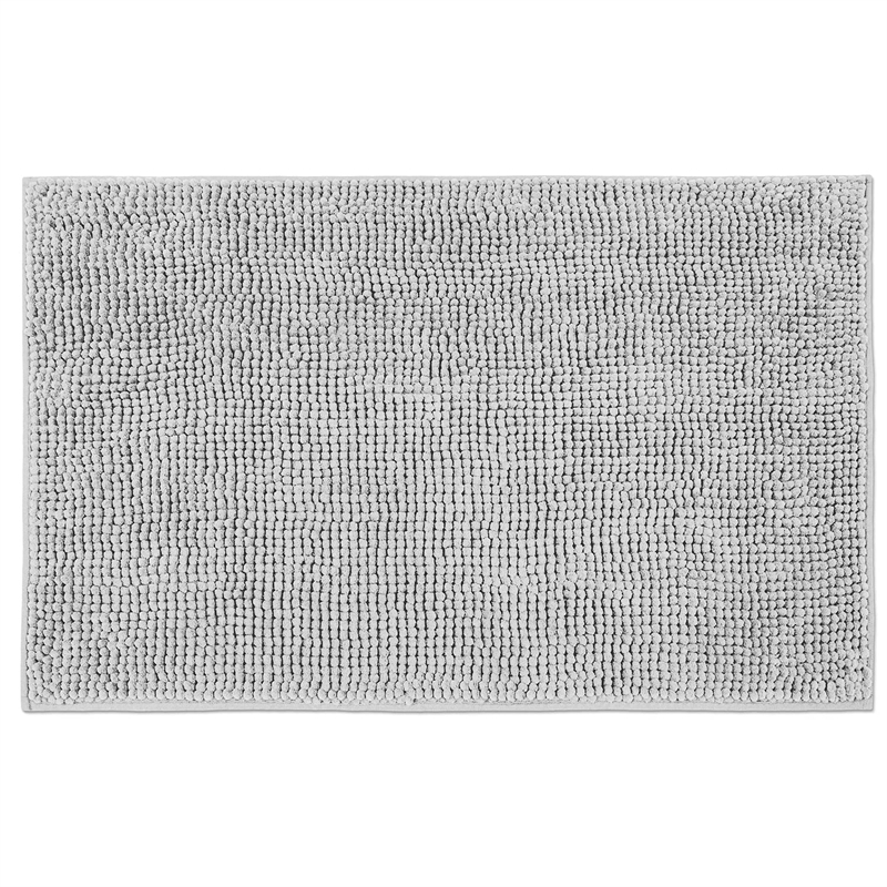 Safdie & Co. Chenille Microfiber Fabric Bath Mat in Silver Grey