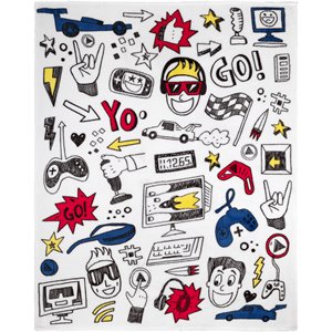 Safdie & Co. 48x60&quot Flannel Printed Gaming Ultra-Soft Throw in Multi-Color