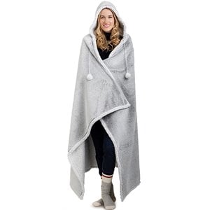 Safdie & Co. 0.5x51x71&quot Microfiber Oversize Hoodzy Blanket in Frosted Gray