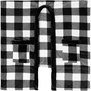 Safdie & Co. 38x68&quot Microfiber Plaid Tranquility Ultra-Soft Throw in White/Black