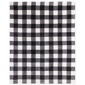 Safdie & Co. 48x60&quot Plaid Flannel Printed Ribbed Ultra-Soft Throw in White