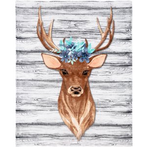 Safdie & Co. 48x60&quot Flannel Deer Ultra-Soft Knitted Throw in Multi-Color