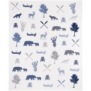 Safdie & Co. 48x60&quot Ribbed Flannel Wildlife Ultra-Soft Knitted Throw in Navy