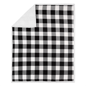 Safdie & Co. 48x60&quot Buffalo Plaid Ultra-Soft Throw in White/Black (Set of 2)