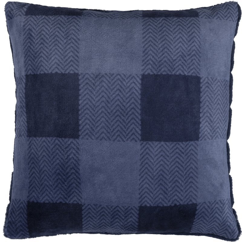 Safdie & Co. Cushion Faux Fur Reversible Navy Buffalo Plaid