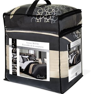 safdie & co. 7-piece cavali premium microfiber double comforter set in black
