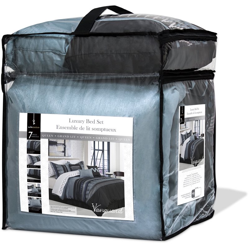 Safdie & Co. 7-piece Vanguard Premium Microfiber Queen Comforter Set in Black