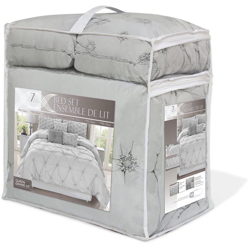 Safdie & Co. 7-piece Chateau Premium Microfiber King Comforter Set in Gray