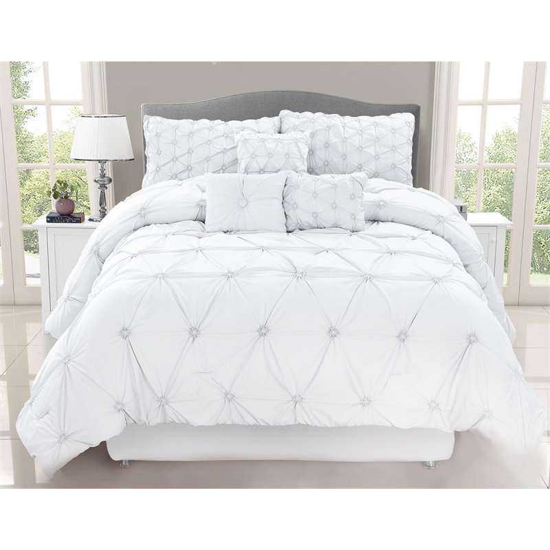 Safdie & Co. 7-piece Chateau Premium Microfiber King Comforter Set in White