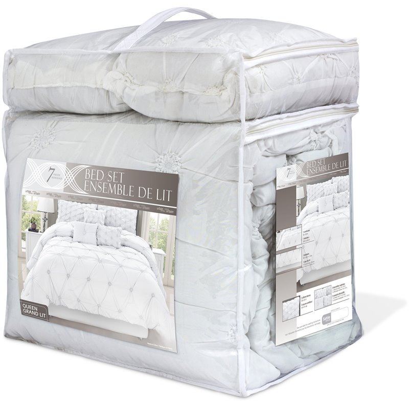 Safdie & Co. 7-piece Chateau Premium Microfiber King Comforter Set in White