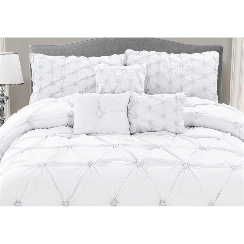 Safdie & Co. 7-piece Chateau Premium Microfiber Queen Comforter Set in White