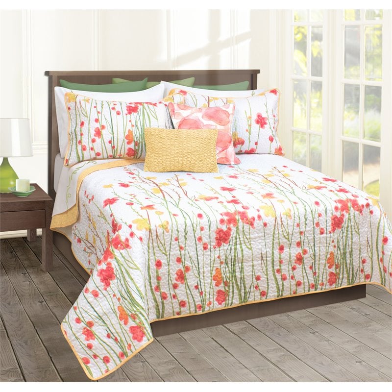Safdie & Co. 2-piece Adalia Premium Microfiber Twin Quilt Set in Multi-Color