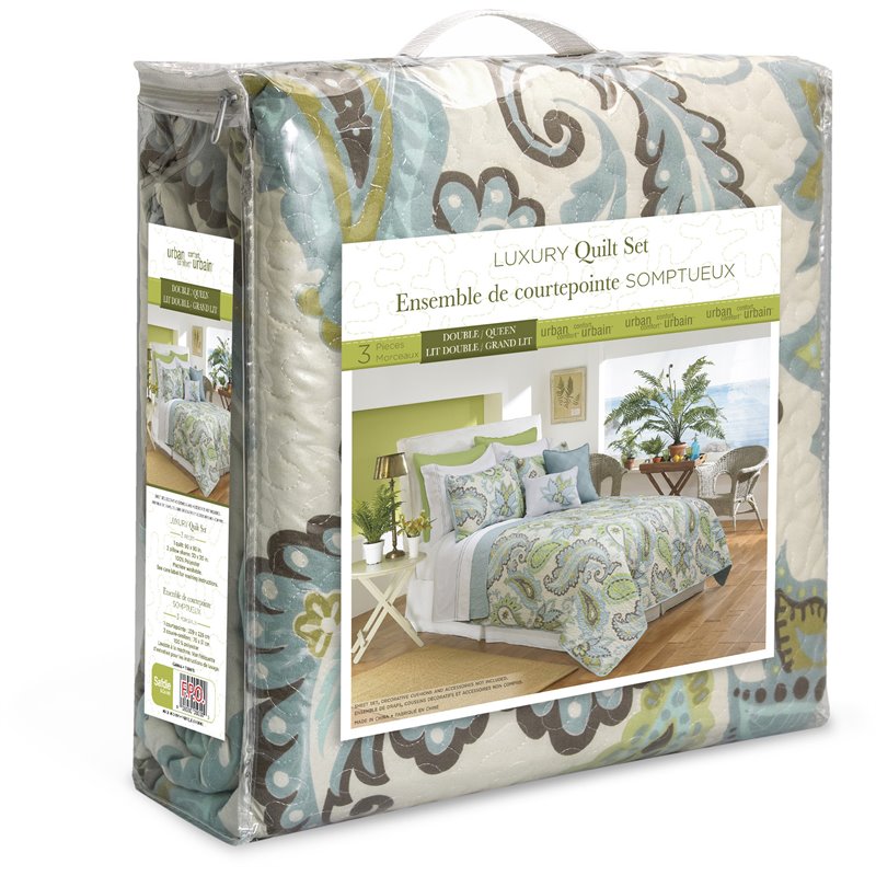 Safdie & Co. 2-piece Katy Premium Microfiber Twin Quilt Set in Aqua Blue