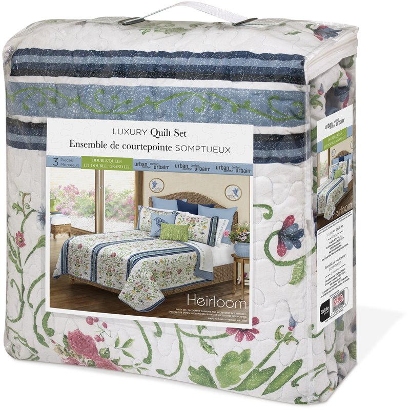 Safdie & Co. 3-piece Heirloom Microfiber Double Queen Quilt Set in Multi-Color