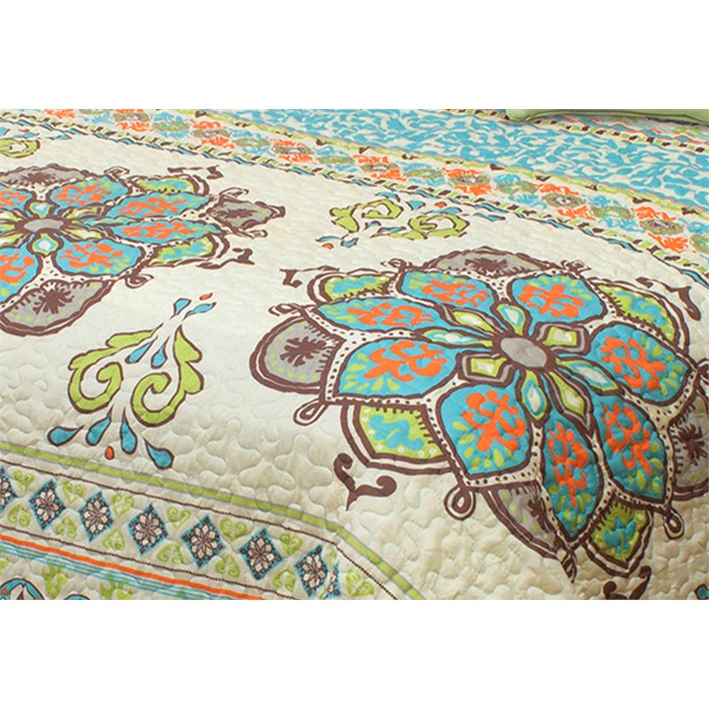 Safdie & Co. 3-piece Majorca Microfiber Double Queen Quilt Set in Multi-Color