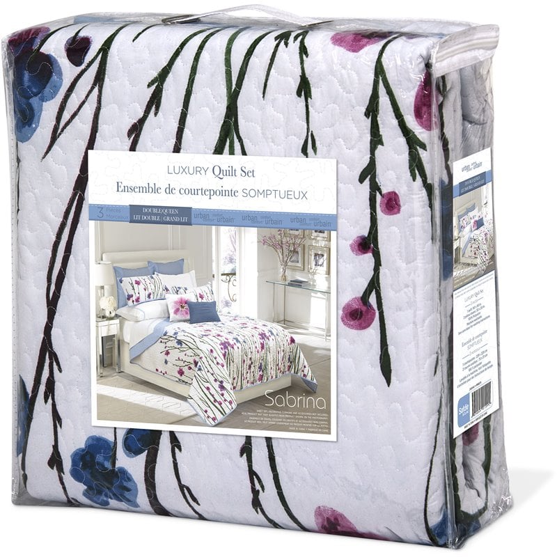 Safdie & Co. 3-piece Sabrina Microfiber Double Queen Quilt Set in Multi-Color