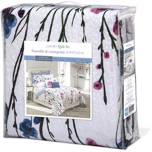 Safdie & Co. 3-piece Sabrina Microfiber Double Queen Quilt Set in Multi-Color