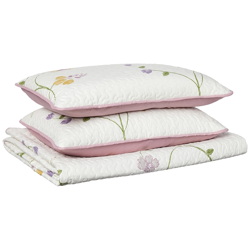 Safdie & Co. 3-piece Serenade Microfiber Double Queen Quilt Set in Multi-Color