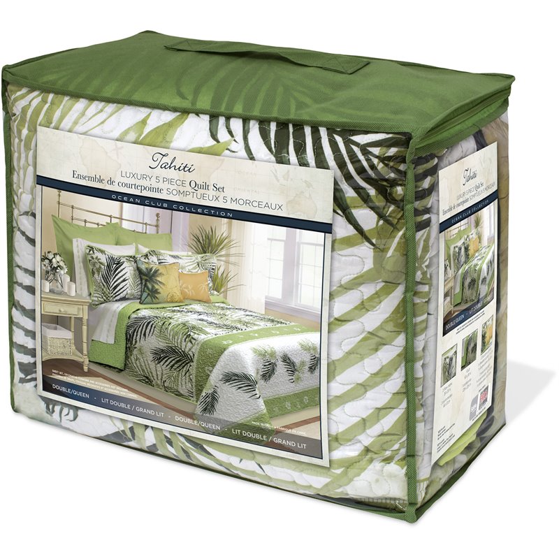 Safdie & Co. 4-Piece Premium Microfiber Twin Quilt Set in Green Tahiti