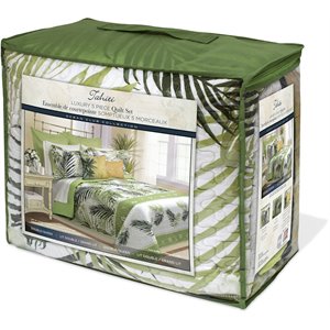 Safdie & Co. 4-Piece Premium Microfiber Twin Quilt Set in Green Tahiti