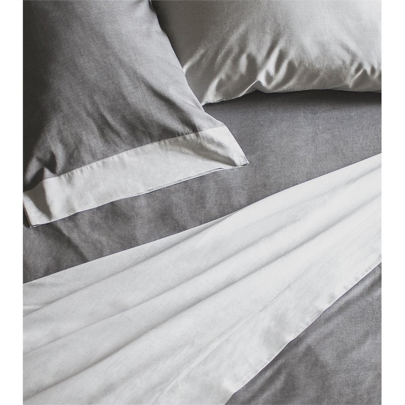 Safdie & Co. 4-piece Reversible Sateen Premium Cotton King Sheet Set in Gray