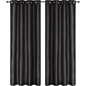 Safdie & Co. Wrinkle Free Curtain Silk Look 86&quotL in Black