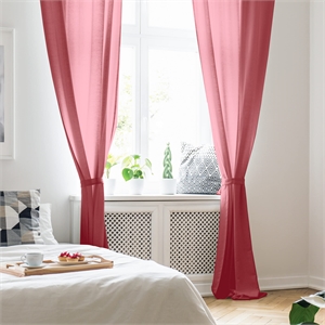 Safdie & Co. Wrinkle Free Curtain Sheer 86&quotL in Tango Red (Set of 2)