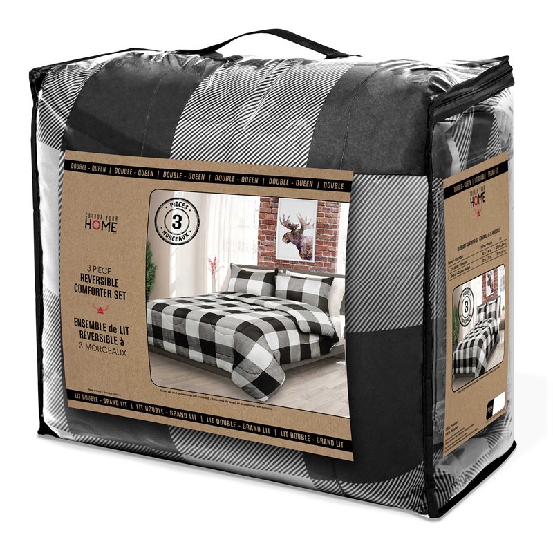 Safdie & Co. 2-piece Polyester Buffalo Plaid Twin Comforter Set in Gray