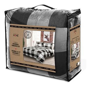 Safdie & Co. 2-piece Polyester Buffalo Plaid Twin Comforter Set in Gray